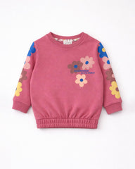 BRANDED FLORAL PRINT SWEATSHIRT WITH RIBBED LEGGING SET