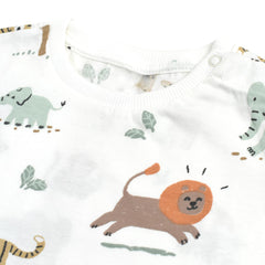 BRANDED NATURAL WHITE ANIMAL PRINTED T-SHIRT