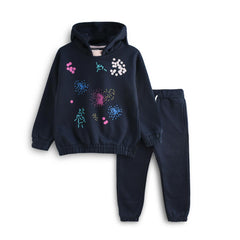 BRANDED NAVY PRINTED HOODED 2 PCS SET