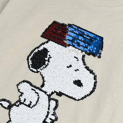 BRANDED PEANUTS BEIGE REVERSE SEQUINED T-SHIRT