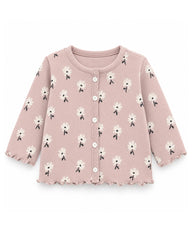 BRANDED PINK DAISY RIBED TOP WITH TROUSER SET