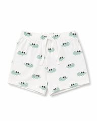 BRANDED WHITE CROCODILE PRINT SHORTS