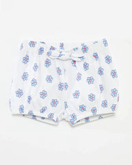 BRANDED WHITE FLORAL BOW SHORTS