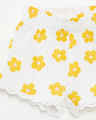BRANDED WHITE YELLOW FLORAL LACE SHORTS