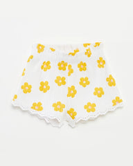 BRANDED WHITE YELLOW FLORAL LACE SHORTS