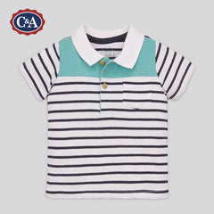 Baby Club Green and White Striped Polo