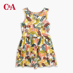 C&A WHITE COLORFUL FLORAL PRINTED DRESS