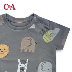C&A GREY ANIMAL PRINTED T-SHIRT