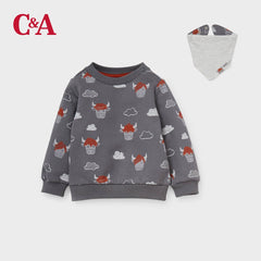 C&A GREY CUTE COW SWEATSHIRT WITH LIGHT GREY TROUSER SET