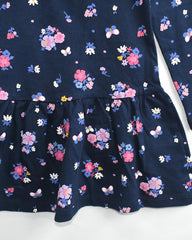 C&A NAVY BLUE FLORAL LONG SLEEVE DRESS