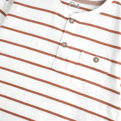 C&A WHITE LONG SLEEVE STRIPED T-SHIRT