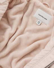 CALVIN KLEIN BLUSH PINK FAUX FUR HOODED LONG PUFFER COAT