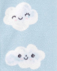 CARTER BABY BLUE CLOUDS MICRO FLEECE FOOTED ROMPER