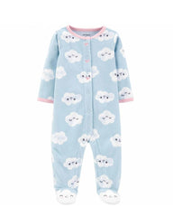 CARTER BABY BLUE CLOUDS MICRO FLEECE FOOTED ROMPER