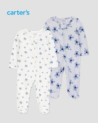 CARTERS 2 PACK FLORAL SLEEP & PLAY ROMPER SET