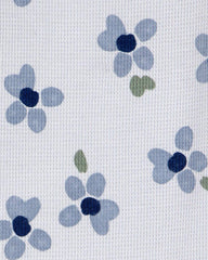 CARTERS 3 PACK BLUE FLORAL LONG SLEEVE COTTON BODYSUITS