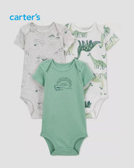 CARTERS 3 PACK DINOSAUR SHORT SLEEVE BODYSUITS