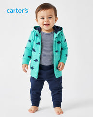 CARTERS 3 PCS DINO HOODIE WITH TOMPER AND TROUSER SET