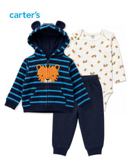 CARTERS 3 PCS NAVY LITTLE TIGER HOODIE WITH TROUSER SET