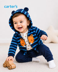 CARTERS 3 PCS NAVY LITTLE TIGER HOODIE WITH TROUSER SET