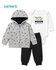 CARTERS 3 PCS OVER THE MOON HOODIE WITH PYJAMA SET