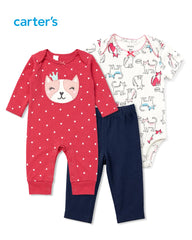 CARTERS 3 PCS PRINCESS KITTY HEART SET
