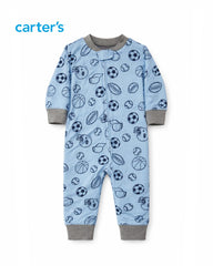 CARTERS ALL STAR SPORTS PRINT ZIP UP ROMPER
