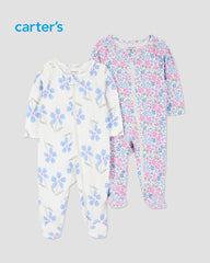 CARTERS BABY 2 PACK FLORAL SLEEP & PLAY ROMPER SET