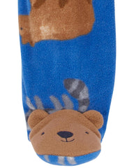 CARTERS BLUE ANIMAL ZIP UP FLEECE ROMPER