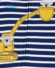 CARTERS BLUE CONSTRUCTION KOALA APPLIQUE ROMPER