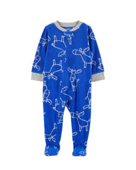 CARTERS BLUE MOOSE FLEECE SLEEP & PLAY ROMPER