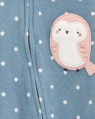 CARTERS BLUE POLKA DOT FLEECE SLEEP & PLAY ROMPER