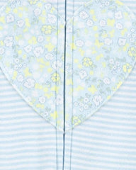 CARTERS BLUE STRIPED HEART APPLIQUE FOOTED ROMPER
