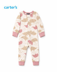 CARTERS BLUSH ELEPHANT DREAM ZIP UP ROMPER