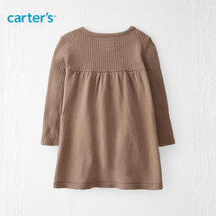 CARTER'S BROWN ORGANIC RIBBED SWEATER KNIT DRESS