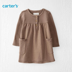 CARTER'S BROWN ORGANIC RIBBED SWEATER KNIT DRESS