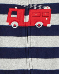 CARTERS FIRETRUCK FLEECE SLEEP & PLAY ROMPER
