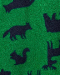 CARTERS GREEN ANIMALS MICRO FLEECE FOOTED ROMPER