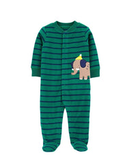 CARTERS GREEN ELEPHANT FLEECE SLEEP & PLAY ROMPER