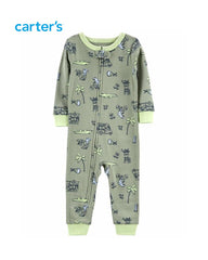 CARTERS GREEN PRINTED OVER ALL PRINTED SNUG FIT ROMPER