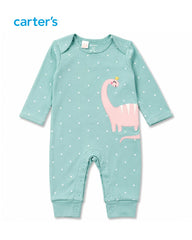 CARTERS GREEN SWEET DINO ROMPER 3 PCS SET