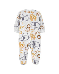 CARTERS GREY ANIMAL FLEECE SNAP-UP SLEEP & PLAY ROMPER