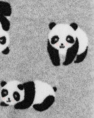 CARTERS GREY PANDA MICRO FLEECE FOOTED ROMPER