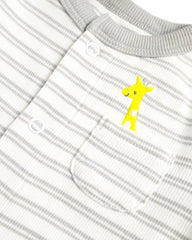 CARTERS GREY STRIPED GIRAFFE FOOTIE SLEEP & PLAY ROMPER