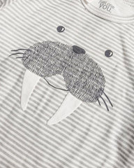 CARTERS GREY STRIPED WALRUS BODYSUIT