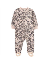 CARTERS LEOPARD PRINT FLEECE SLEEP & PLAY ROMPER