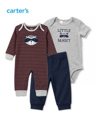 CARTERS LITTLE BANDIT JUMPSUIT, BODYSUIT WITH TROUSER 3 PCS SET