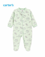 CARTERS MINT ELEPHANT FLEECE FOOTIE SLEEP & PLAY ROMPER