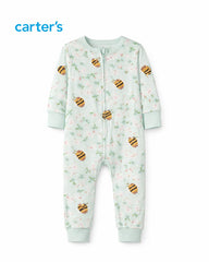 CARTERS MINT GREEN MEADOW BEE BABY ROMPER