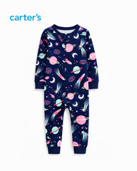 CARTERS NAVY BLUE GALAXY SPACE PRINT ROMPER